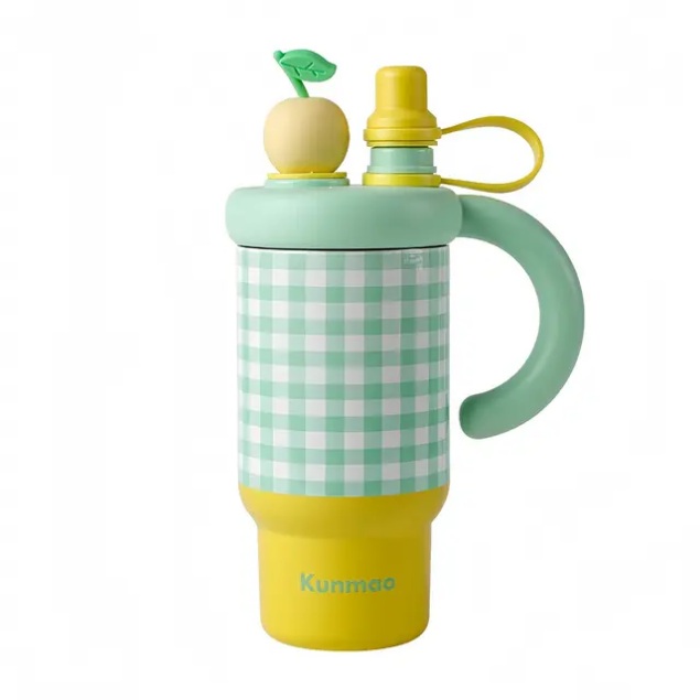 Kunmao Gingham 650ml Cold Brew & Hot Drink Thermal Tumbler with Tea Infuser