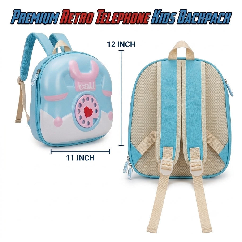 Retro Rotary Telephone 3D Hard-Shell Toddler Backpack